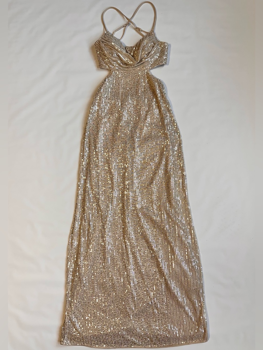 Hello Molly Champagne Sequin Party Dress